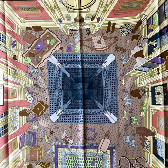 NWT HERMES Carre 90 Scarf Objets de Curiosite 100% Silk Blue Green Pink Purple - Picture 13 of 15